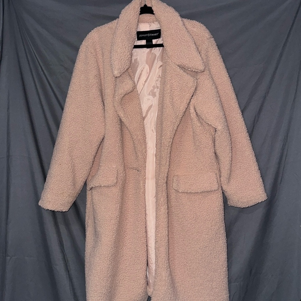 Baby pink full length Teddy coat